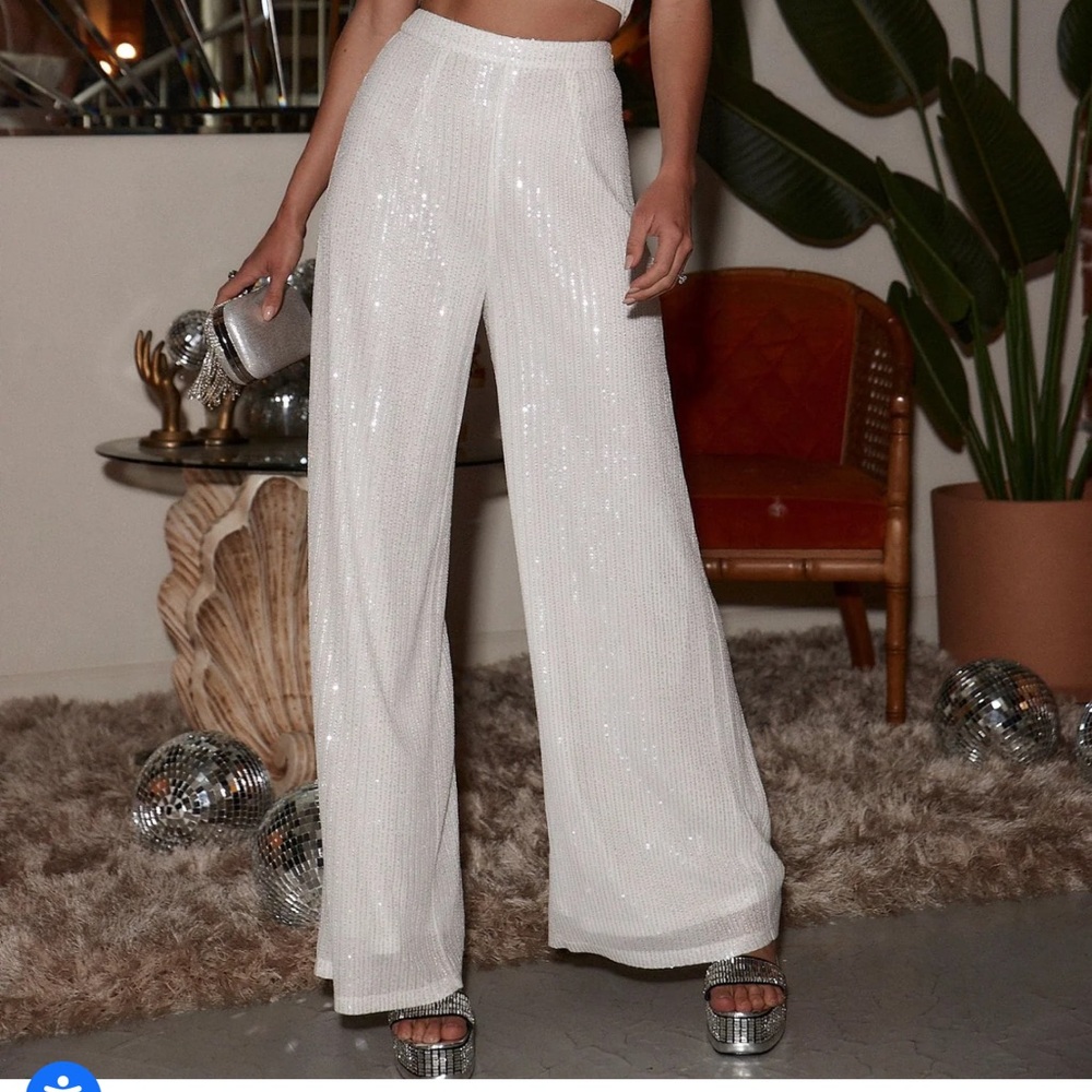 White Sequin Pants - 12th Tribe NWT